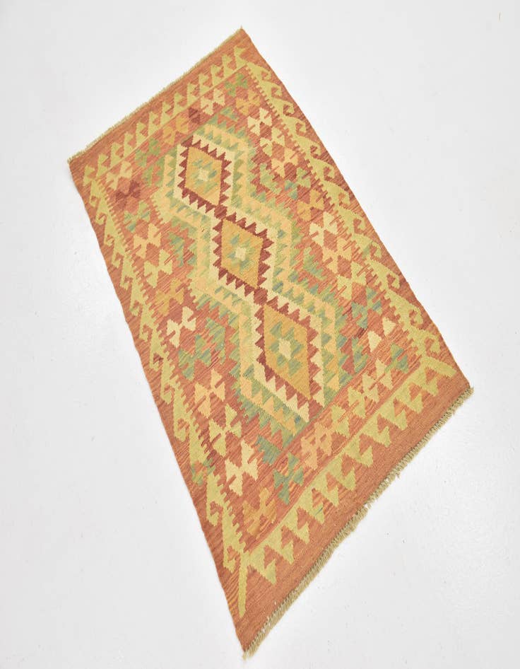 Detail image of  2' 9 x 4' 3  Hand Woven Kilim Waziri Wool Rug