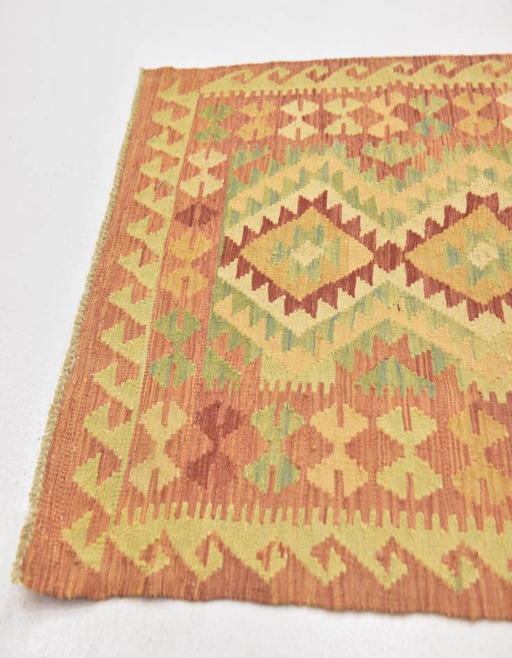 Detail image of  2' 9 x 4' 3  Hand Woven Kilim Waziri Wool Rug
