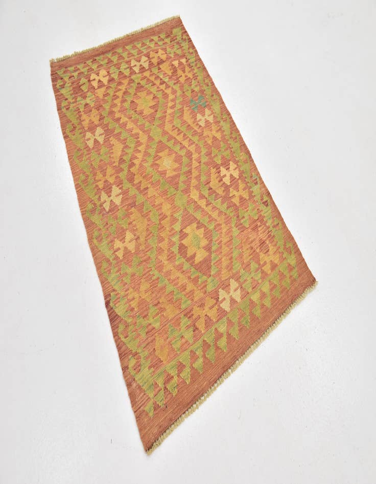 Detail image of  2' 9 x 4'  Hand Woven Kilim Waziri Wool Rug