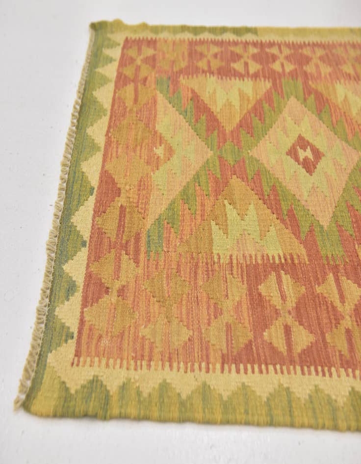 Detail image of  2' 6 x 4' 2  Hand Woven Kilim Waziri Wool Rug