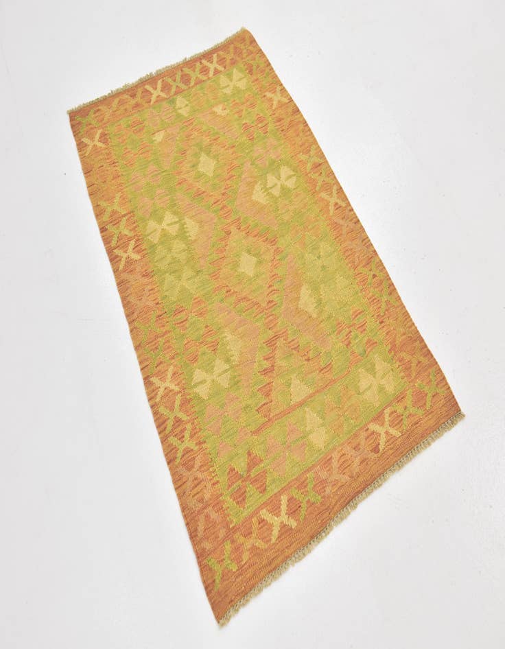 Detail image of  2' 6 x 4'  Hand Woven Kilim Waziri Wool Rug