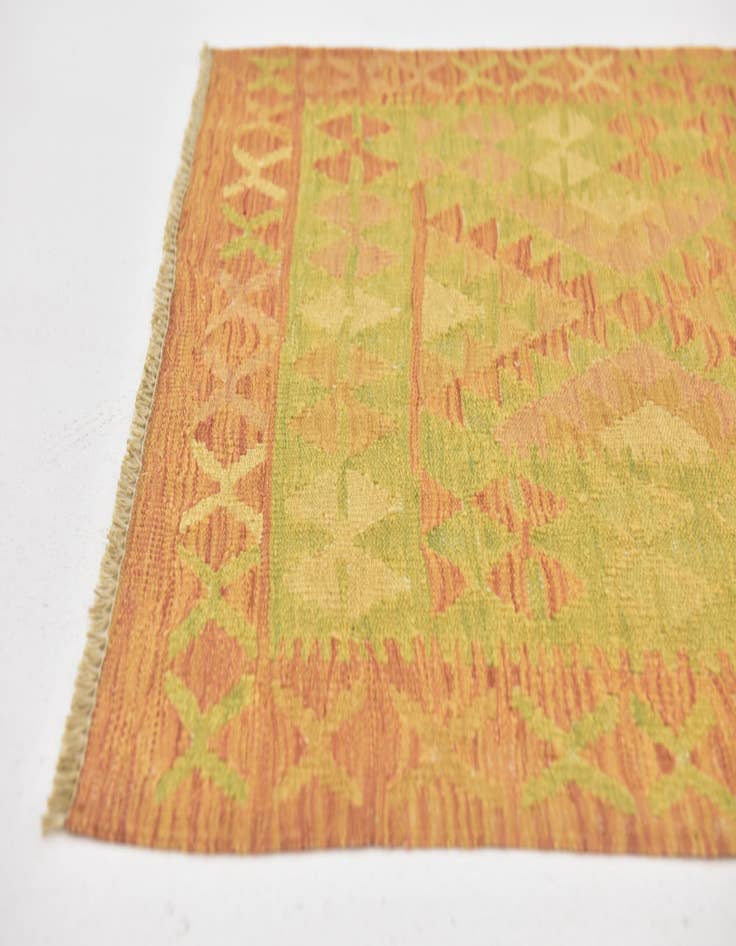 Detail image of  2' 6 x 4'  Hand Woven Kilim Waziri Wool Rug