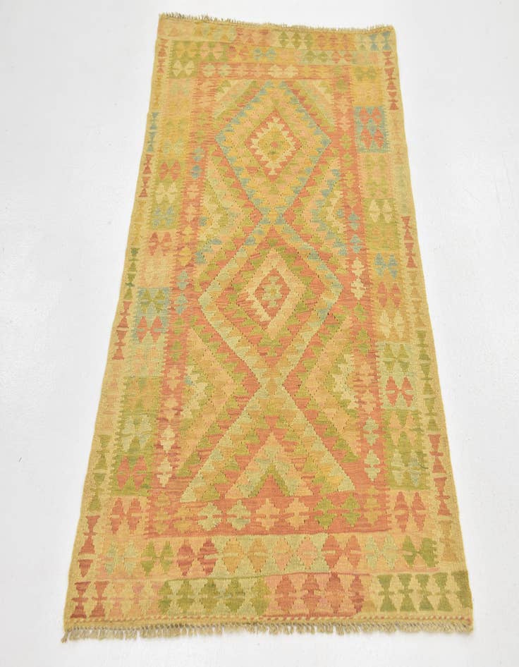 Detail image of  3' 2 x 4' 9  Hand Woven Kilim Waziri Wool Rug