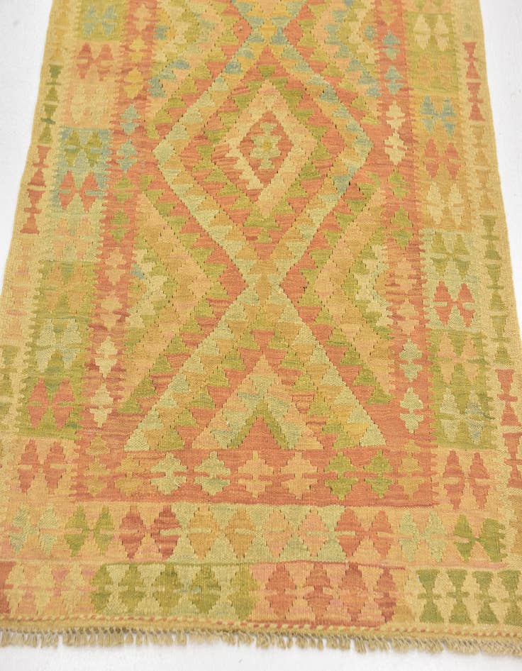 Detail image of  3' 2 x 4' 9  Hand Woven Kilim Waziri Wool Rug