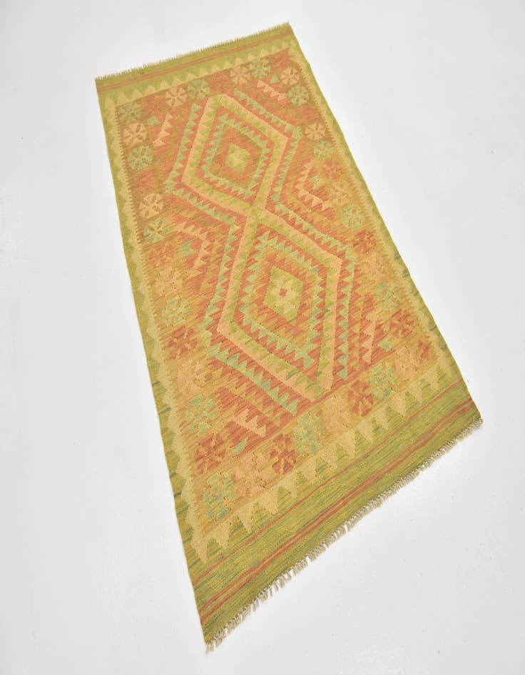 Detail image of  3' 3 x 4' 9  Hand Woven Kilim Waziri Wool Rug