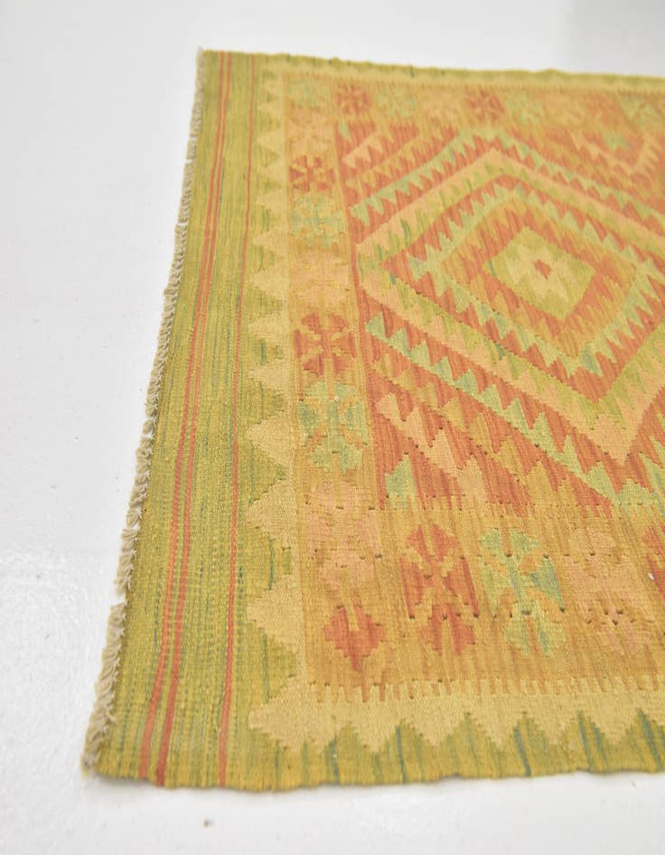 Detail image of  3' 3 x 4' 9  Hand Woven Kilim Waziri Wool Rug