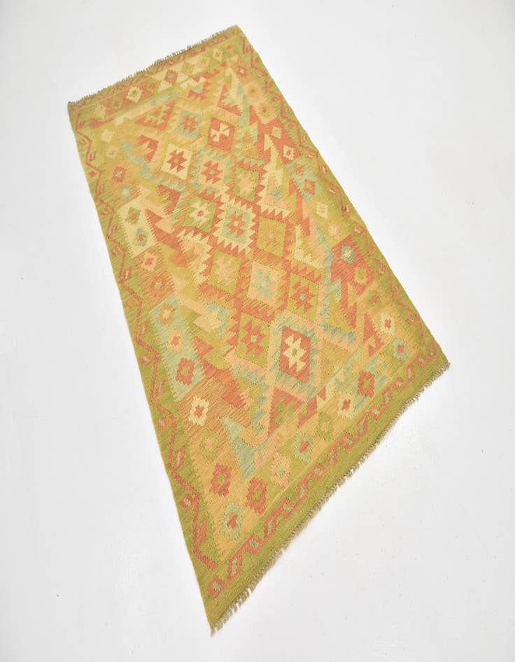 Detail image of  3' 6 x 5' 4  Hand Woven Kilim Waziri Wool Rug