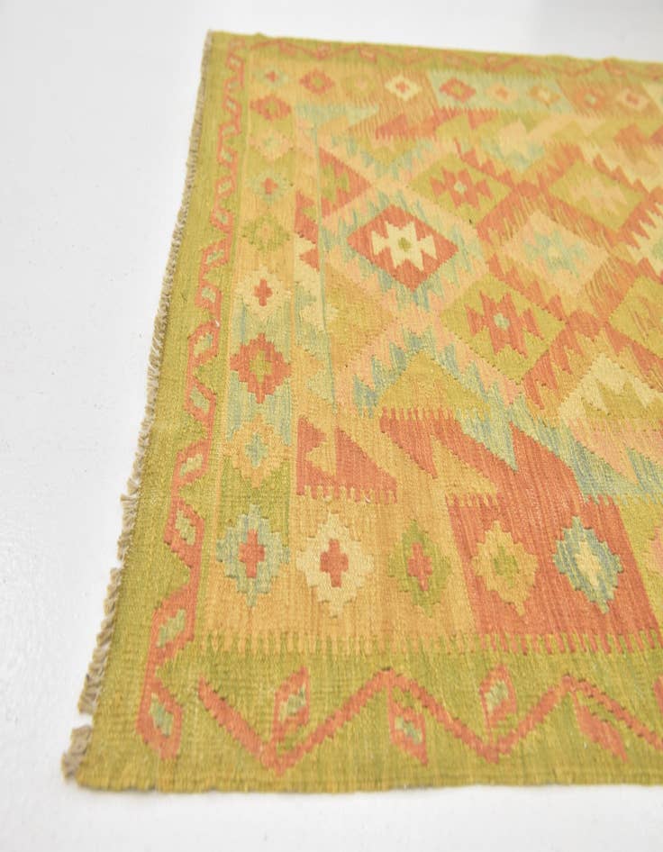 Detail image of  3' 6 x 5' 4  Hand Woven Kilim Waziri Wool Rug