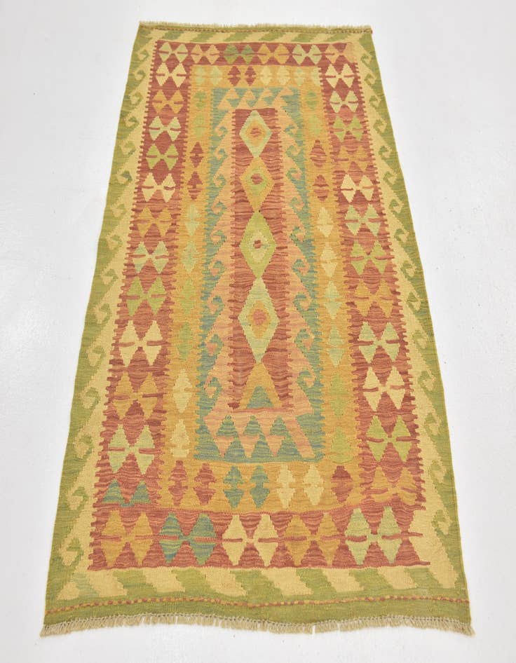 Detail image of  3' 4 x 4' 9  Hand Woven Kilim Waziri Wool Rug