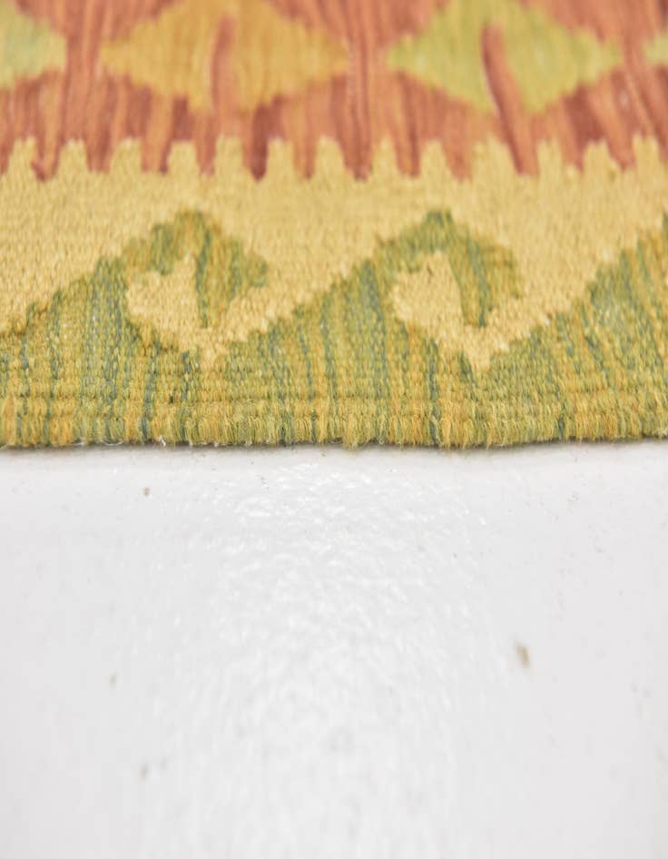 Detail image of  3' 4 x 4' 9  Hand Woven Kilim Waziri Wool Rug