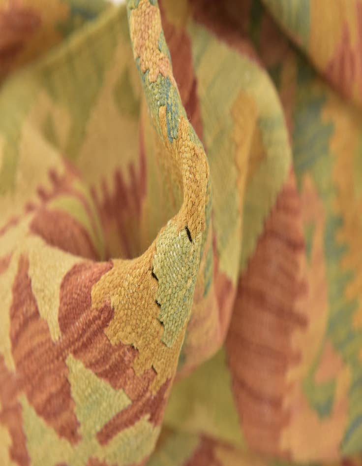 Detail image of  3' 4 x 4' 9  Hand Woven Kilim Waziri Wool Rug