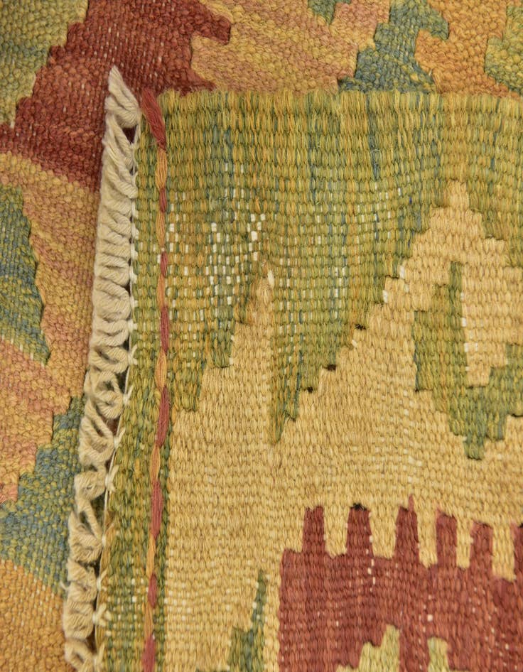 Detail image of  3' 4 x 4' 9  Hand Woven Kilim Waziri Wool Rug