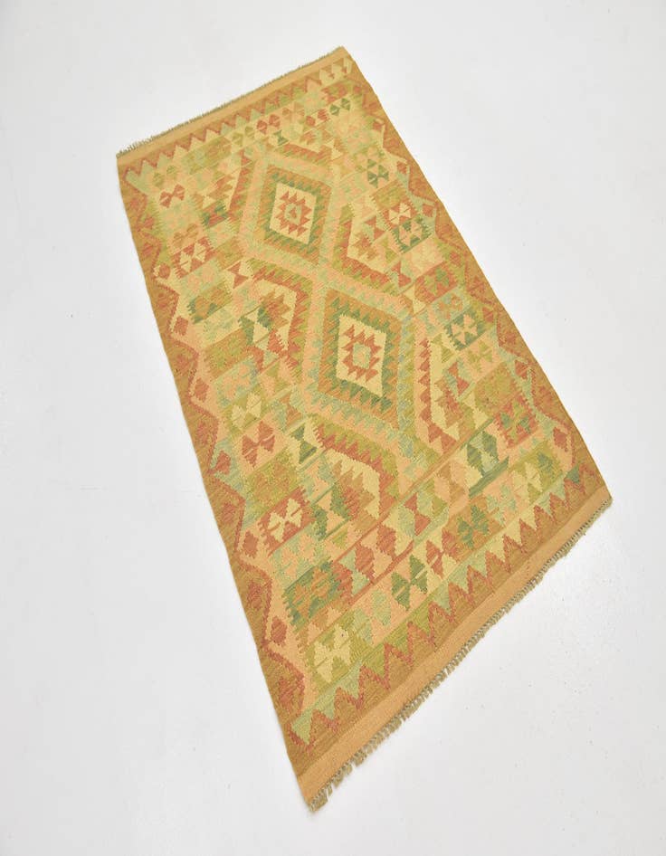 Detail image of  3' 3 x 4' 10  Hand Woven Kilim Waziri Wool Rug