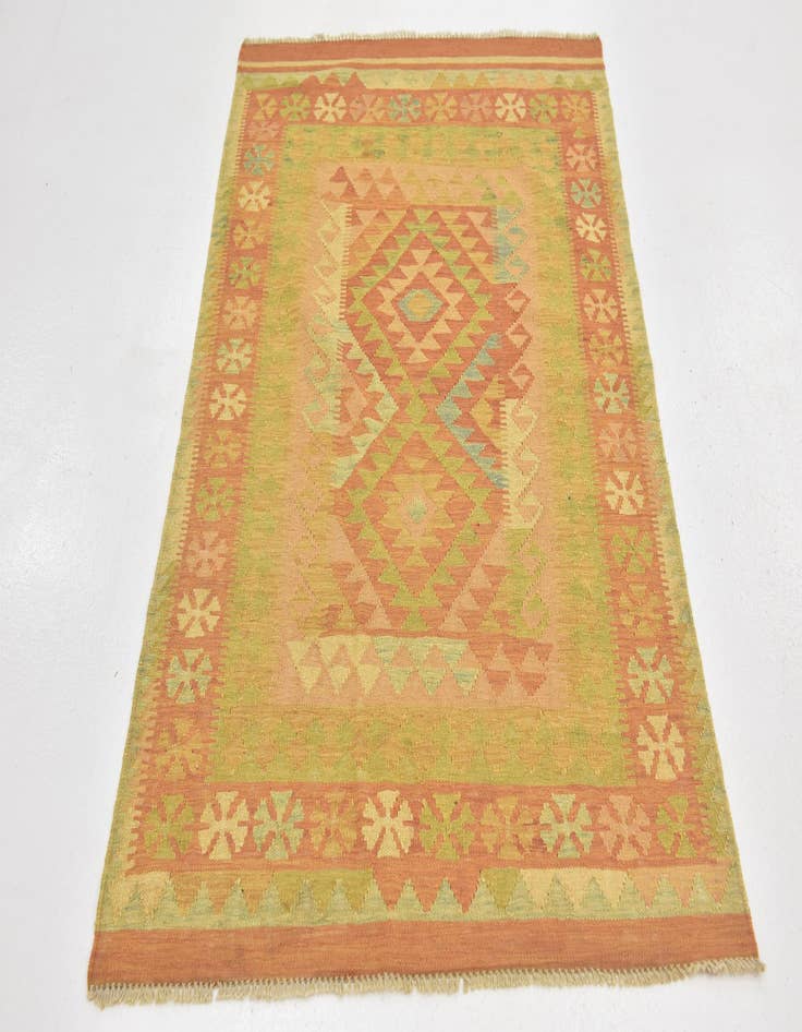 Detail image of  3' 2 x 5'  Hand Woven Kilim Waziri Wool Rug