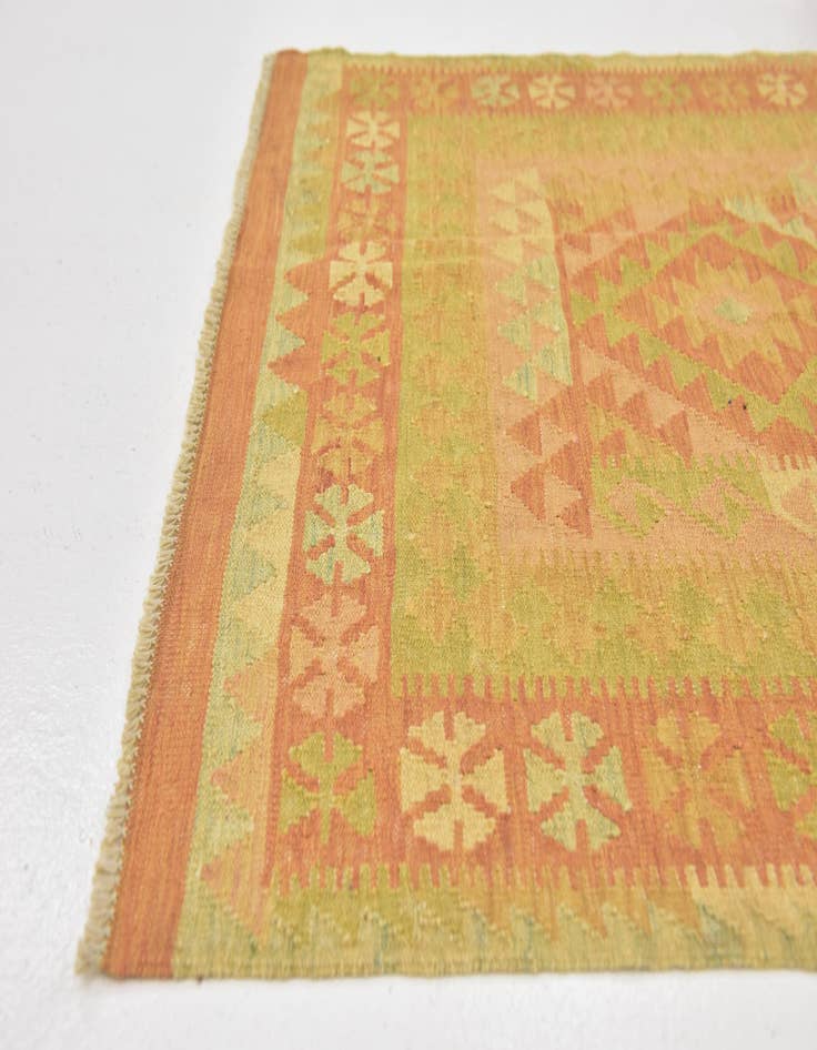 Detail image of  3' 2 x 5'  Hand Woven Kilim Waziri Wool Rug