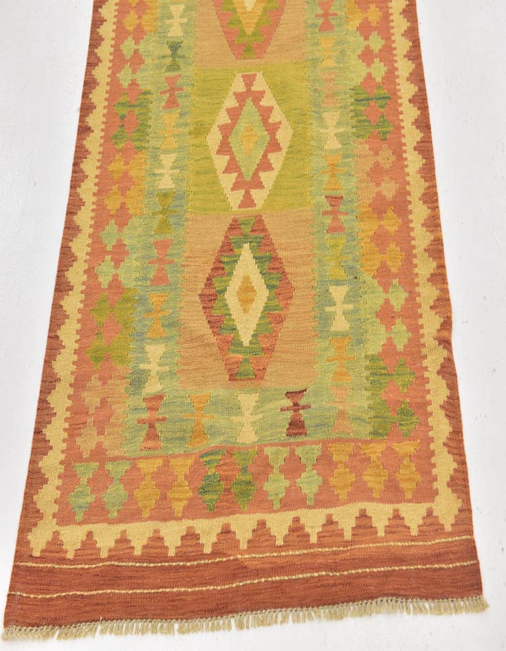 Detail image of  3' 2 x 5'  Hand Woven Kilim Waziri Wool Rug