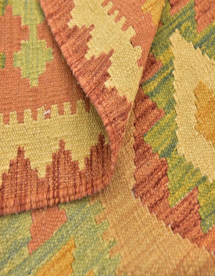 Detail image of  3' 2 x 5'  Hand Woven Kilim Waziri Wool Rug