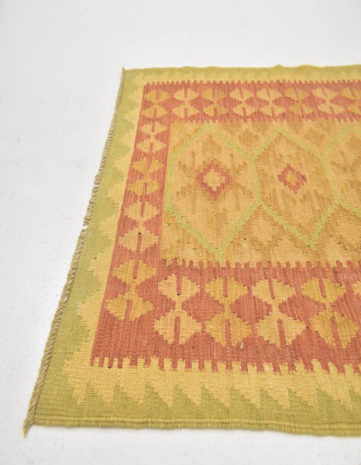 Detail image of  3' x 4' 10  Hand Woven Kilim Waziri Wool Rug