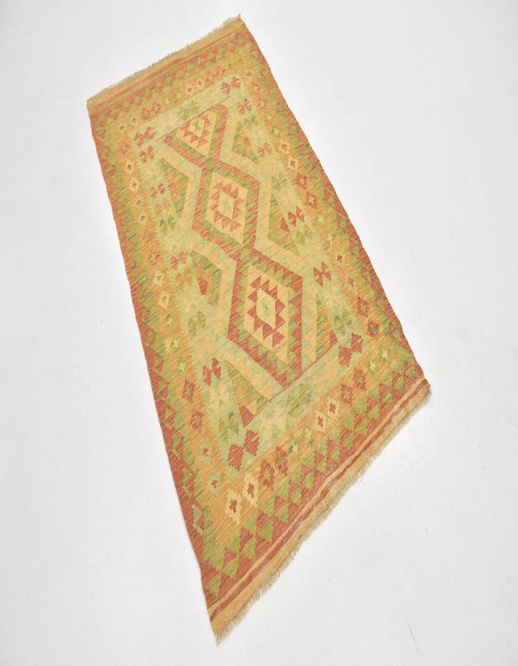 Detail image of  3' 2 x 5' 4  Hand Woven Kilim Waziri Wool Rug