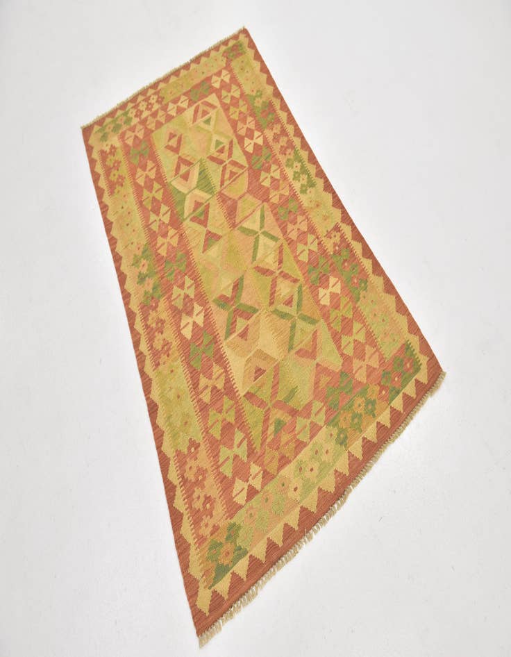 Detail image of  3' 2 x 4' 10  Hand Woven Kilim Waziri Wool Rug