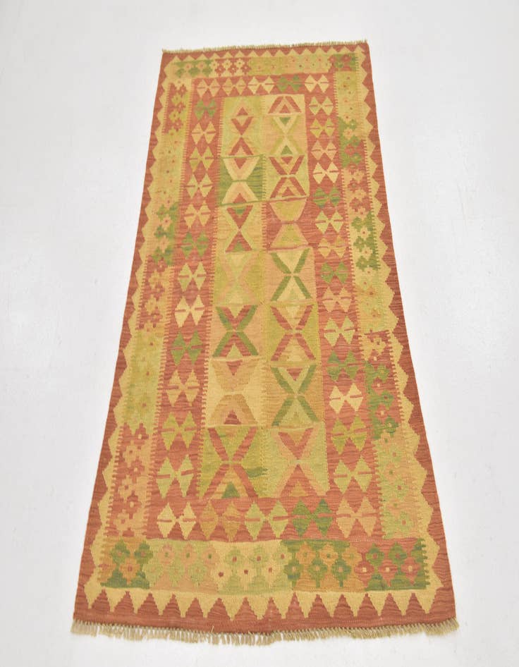 Detail image of  3' 2 x 4' 10  Hand Woven Kilim Waziri Wool Rug