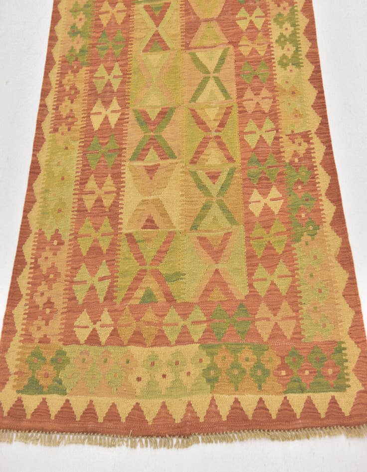 Detail image of  3' 2 x 4' 10  Hand Woven Kilim Waziri Wool Rug