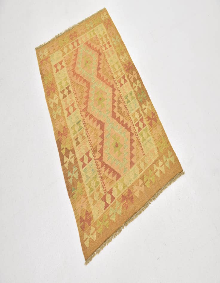 Detail image of  2' 8 x 4'  Hand Woven Kilim Waziri Wool Rug