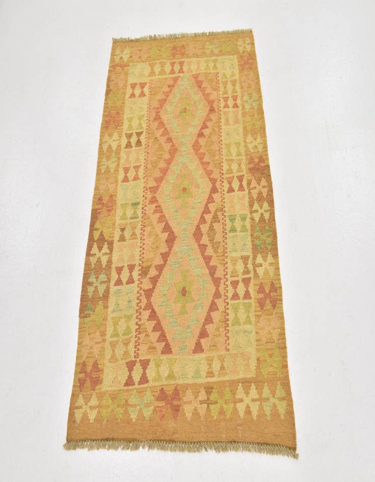 Detail image of  2' 8 x 4'  Hand Woven Kilim Waziri Wool Rug