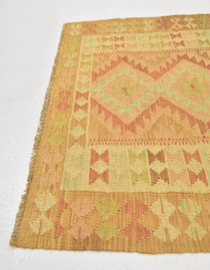 Detail image of  2' 8 x 4'  Hand Woven Kilim Waziri Wool Rug