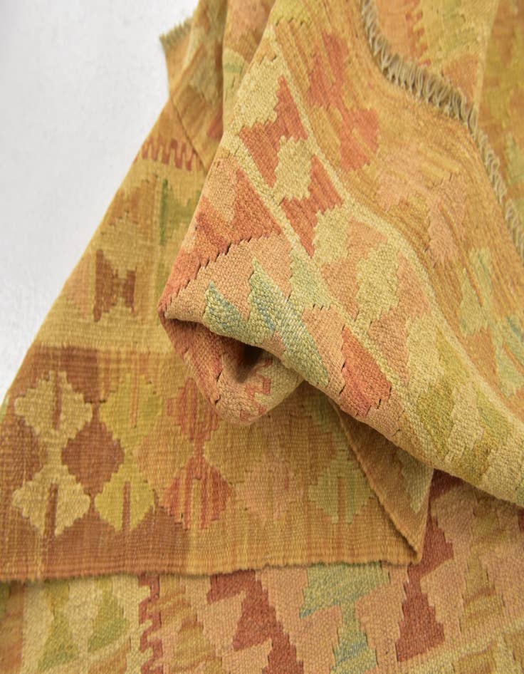 Detail image of  2' 8 x 4'  Hand Woven Kilim Waziri Wool Rug