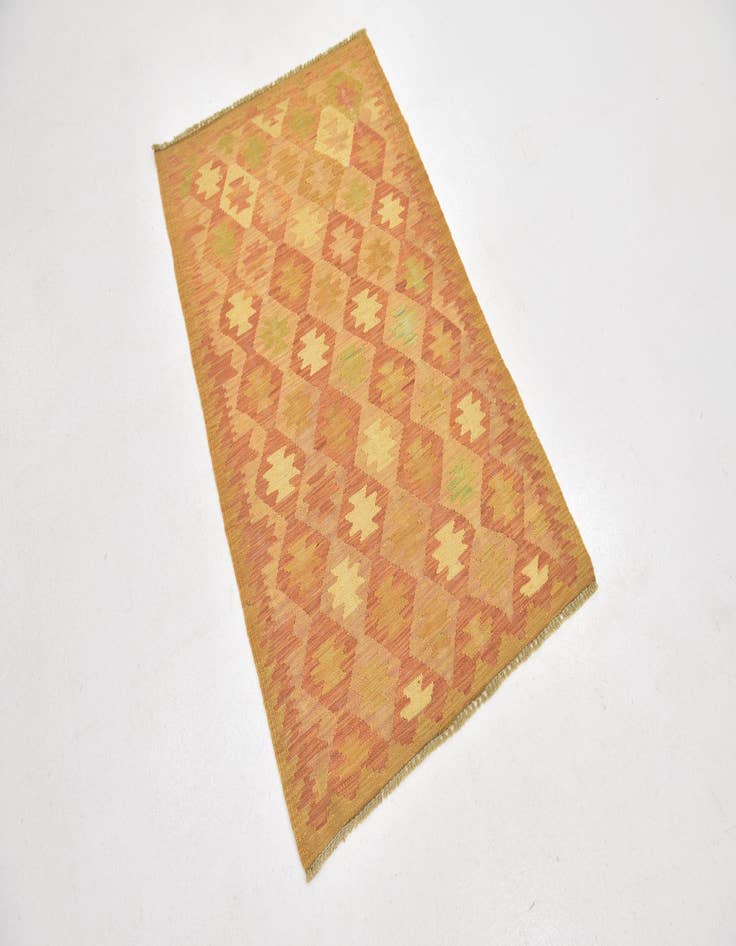 Detail image of  2' 6 x 4'  Hand Woven Kilim Waziri Wool Rug