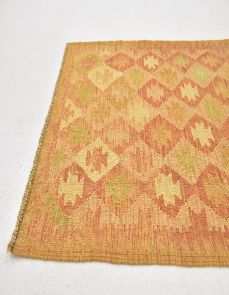 Detail image of  2' 6 x 4'  Hand Woven Kilim Waziri Wool Rug