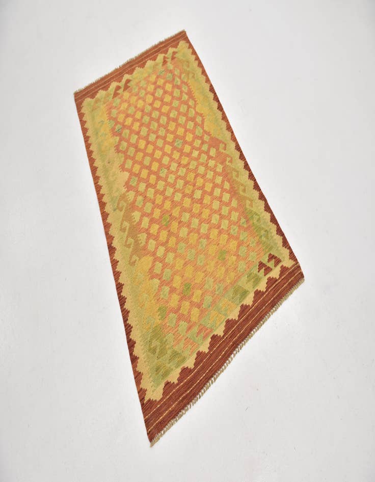 Detail image of  3' 2 x 5'  Hand Woven Kilim Waziri Wool Rug