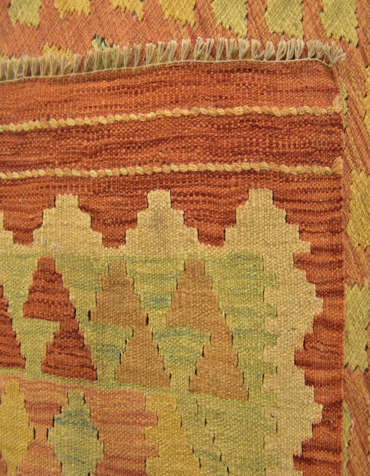 Detail image of  3' 2 x 5'  Hand Woven Kilim Waziri Wool Rug
