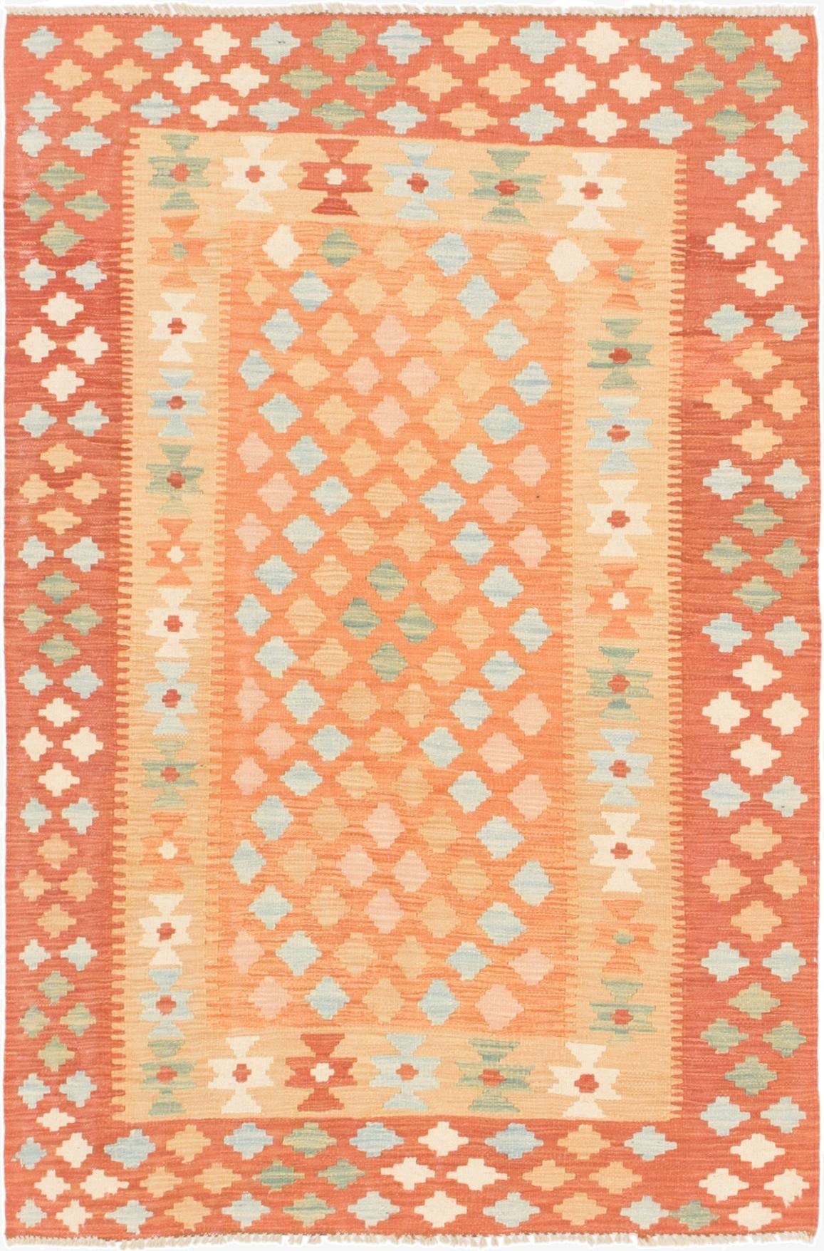  3' 4 x 5'  Hand Woven Kilim Waziri Wool Rug
