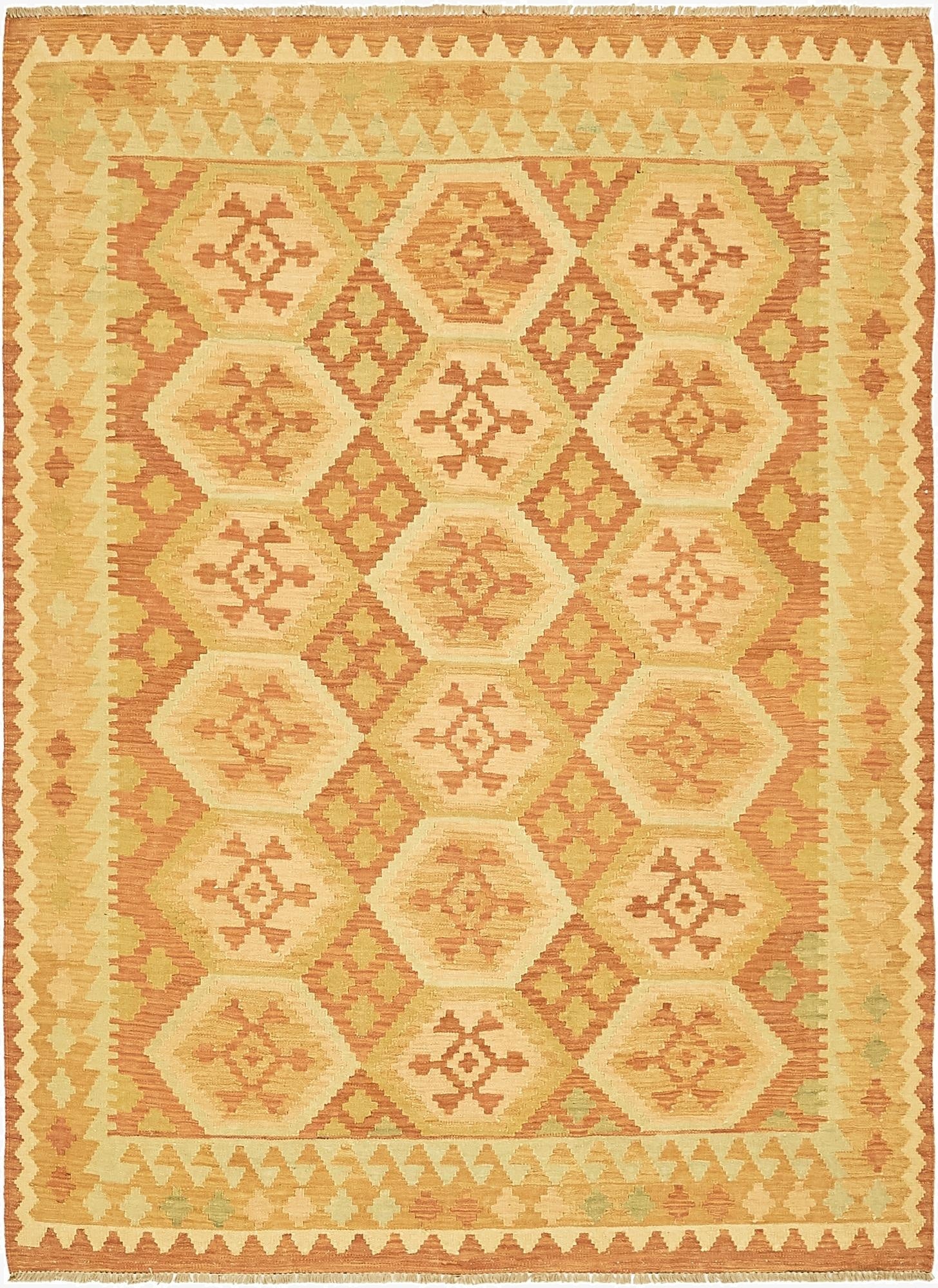 4' 10 x 6' 7  Hand Woven Kilim Waziri Wool Rug