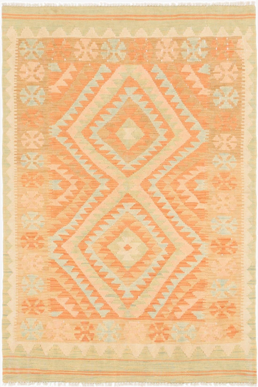  3' 3 x 4' 9  Hand Woven Kilim Waziri Wool Rug