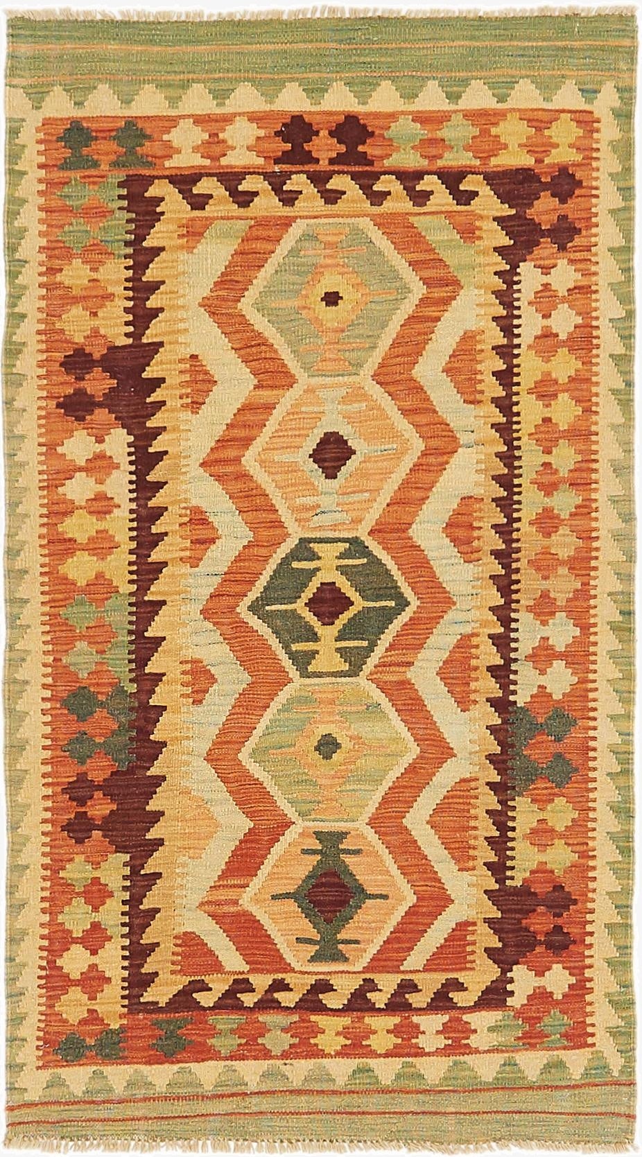  2' 8 x 4' 10  Hand Woven Kilim Waziri Wool Rug