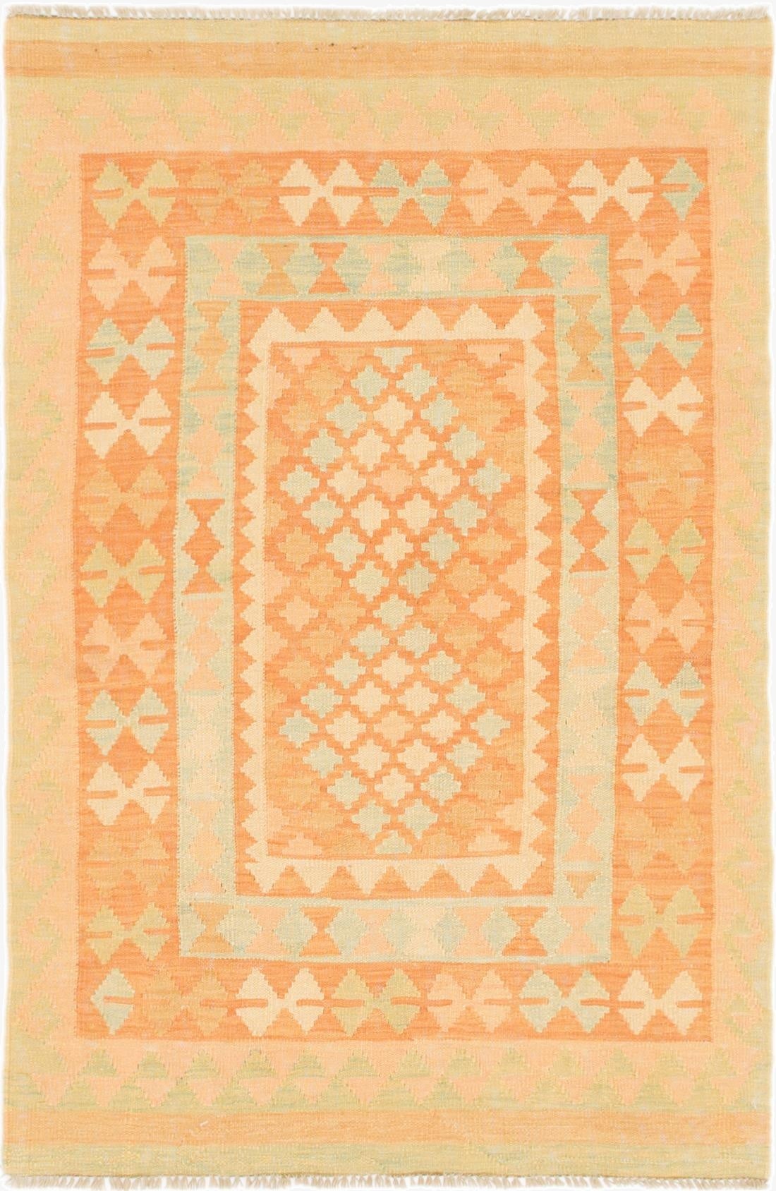  3' 2 x 5'  Hand Woven Kilim Waziri Wool Rug