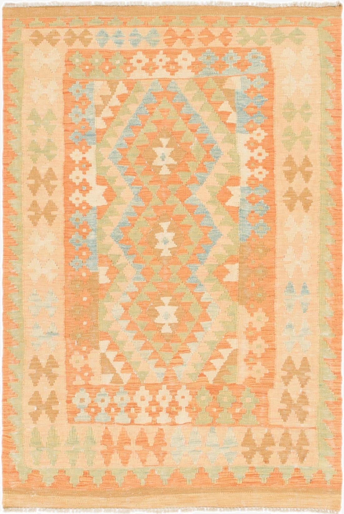  3' 2 x 4' 9  Hand Woven Kilim Waziri Wool Rug