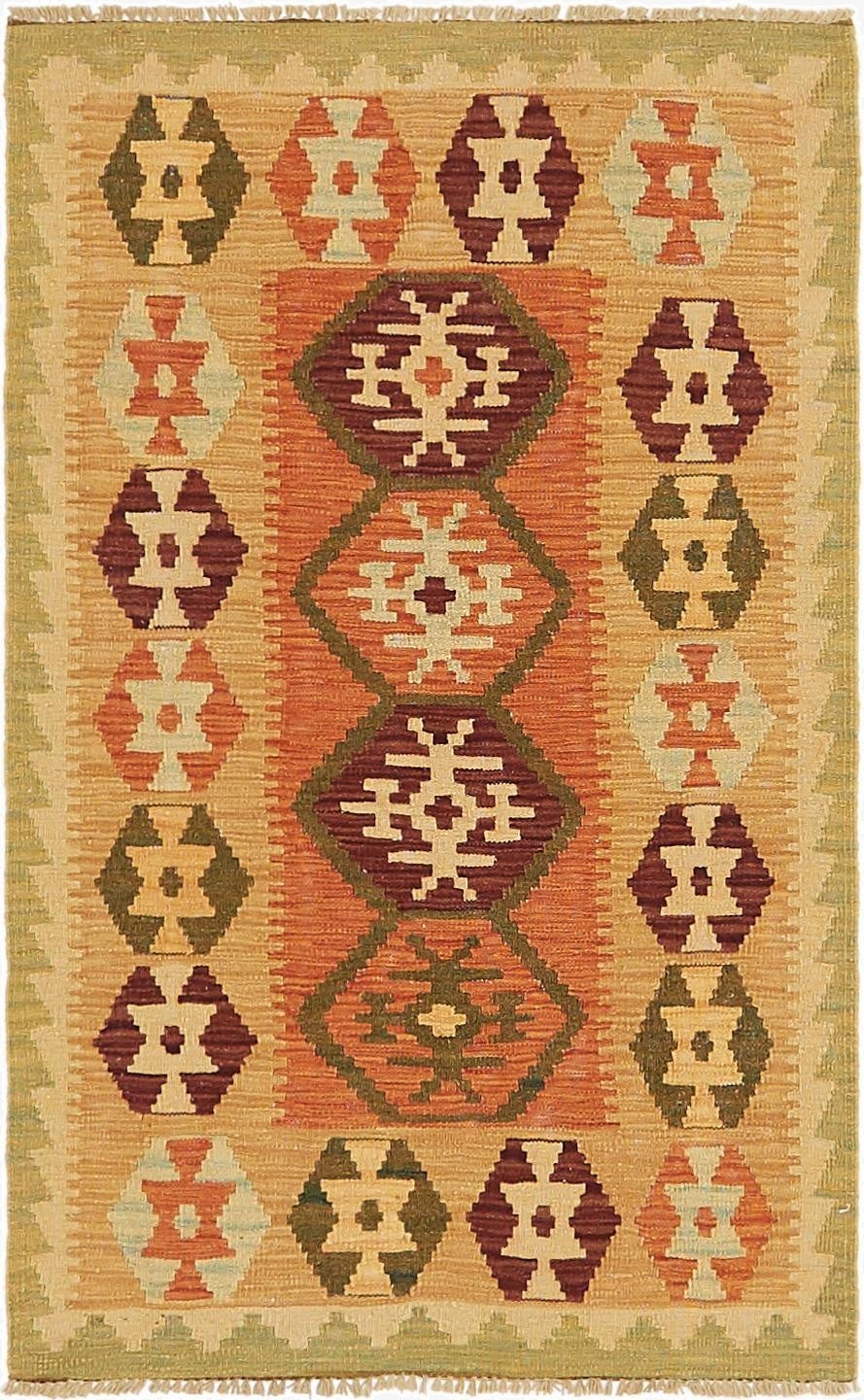  2' 7 x 4' 2  Hand Woven Kilim Waziri Wool Rug