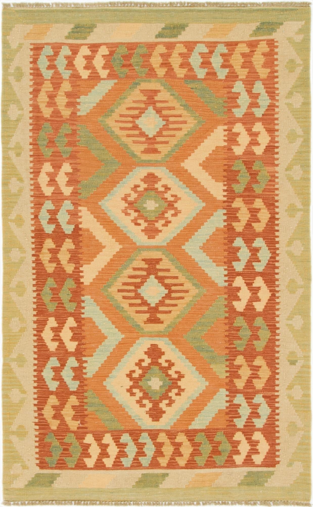  3' 2 x 5'  Hand Woven Kilim Waziri Wool Rug