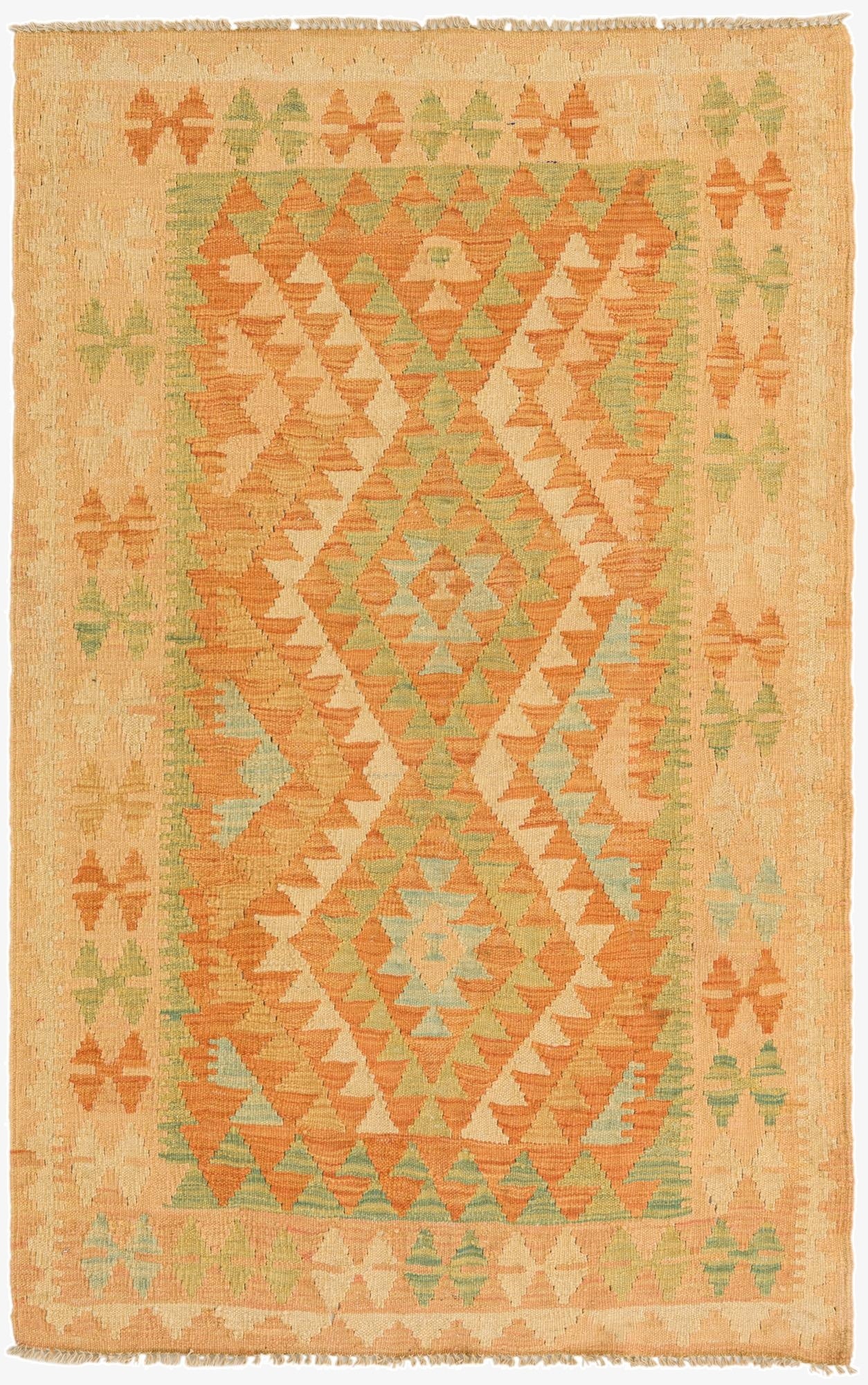  3' x 4' 10  Hand Woven Kilim Waziri Wool Rug