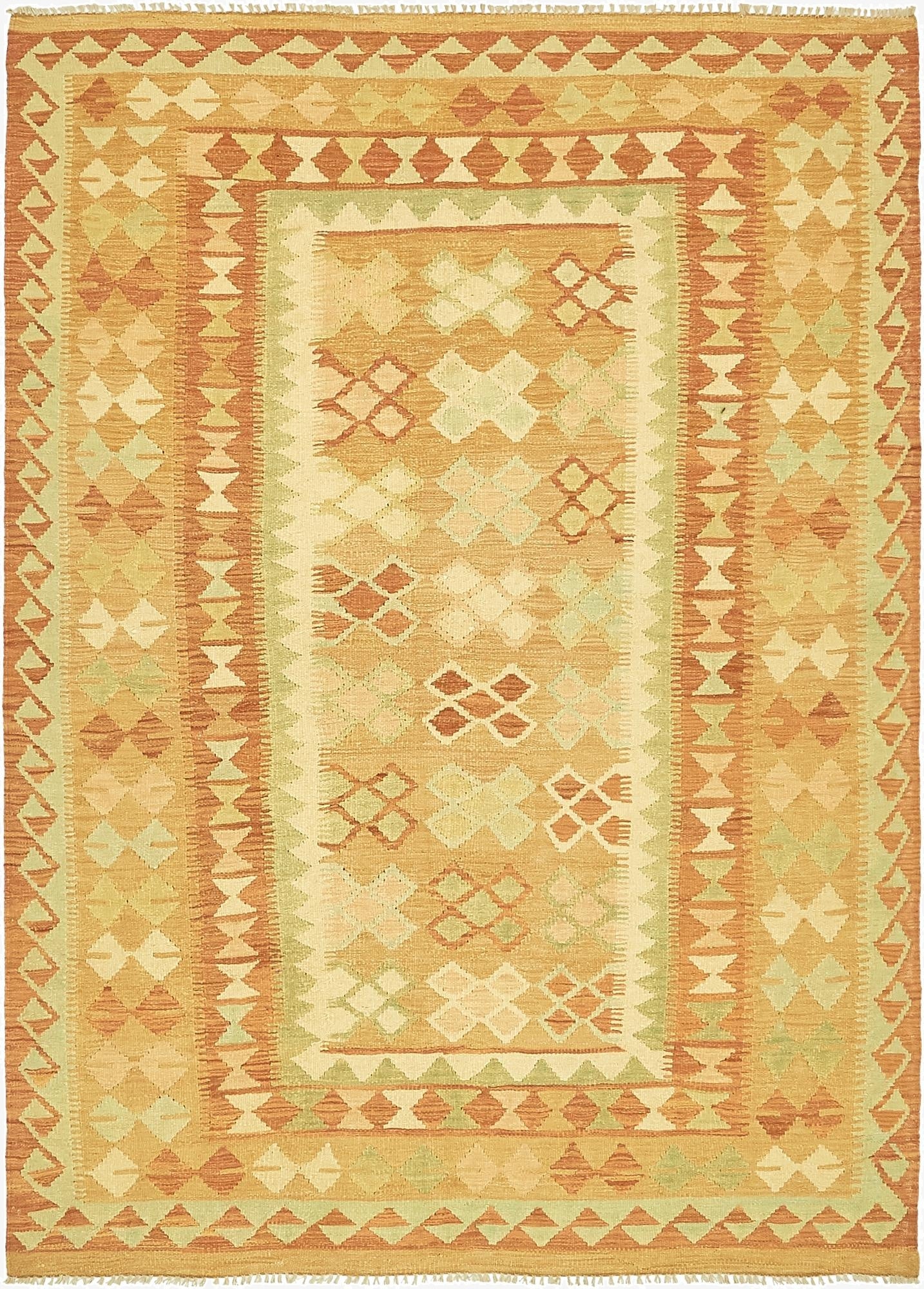  4' 10 x 6' 9  Hand Woven Kilim Waziri Wool Rug