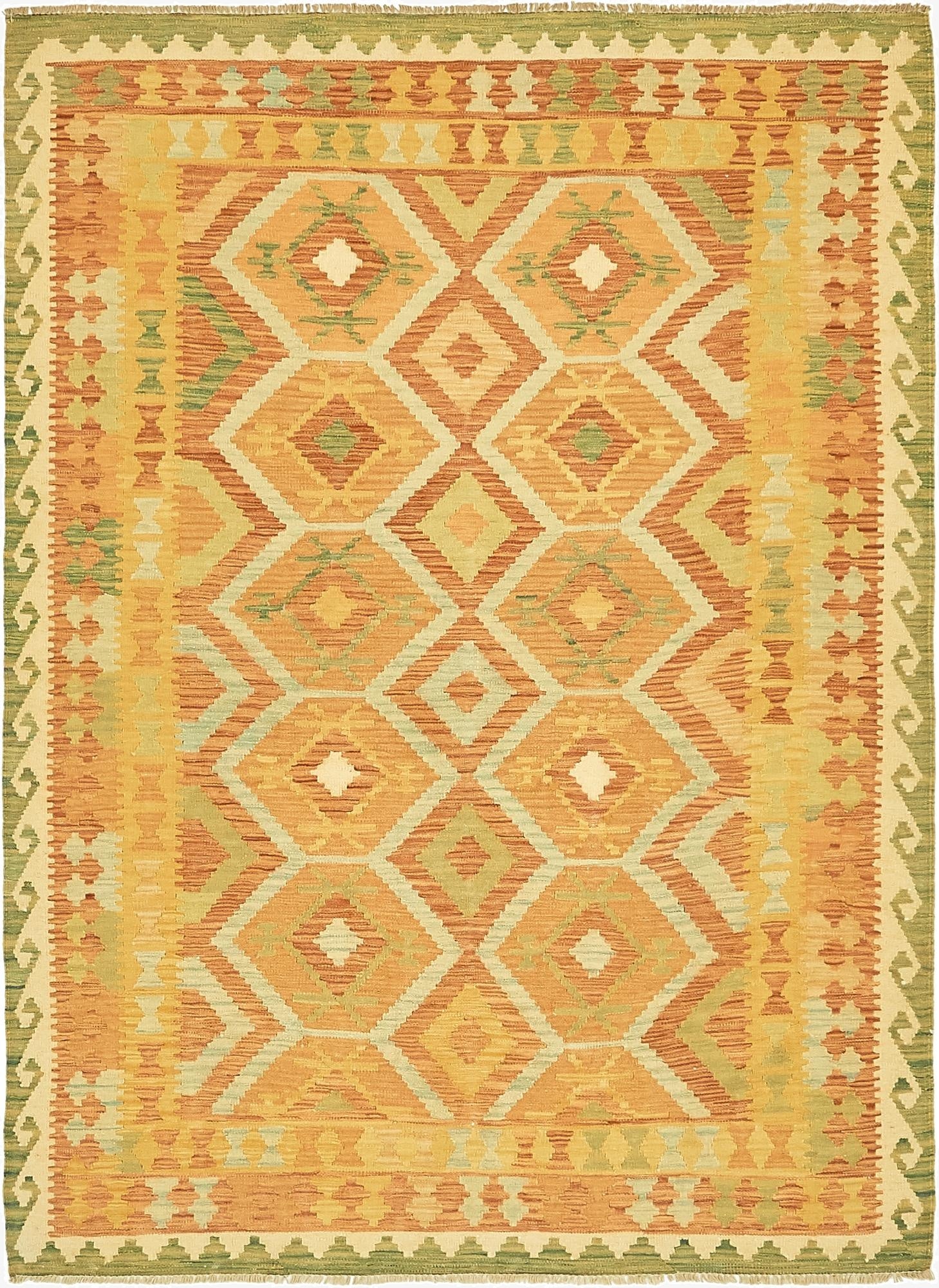  4' 10 x 6' 6  Hand Woven Kilim Waziri Wool Rug