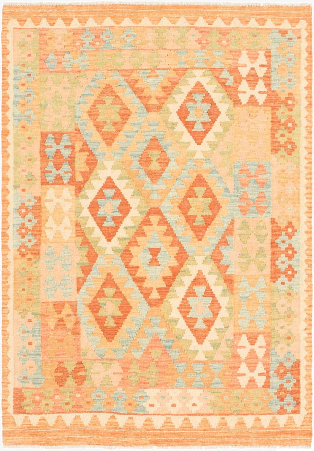  3' 5 x 5'  Hand Woven Kilim Waziri Wool Rug
