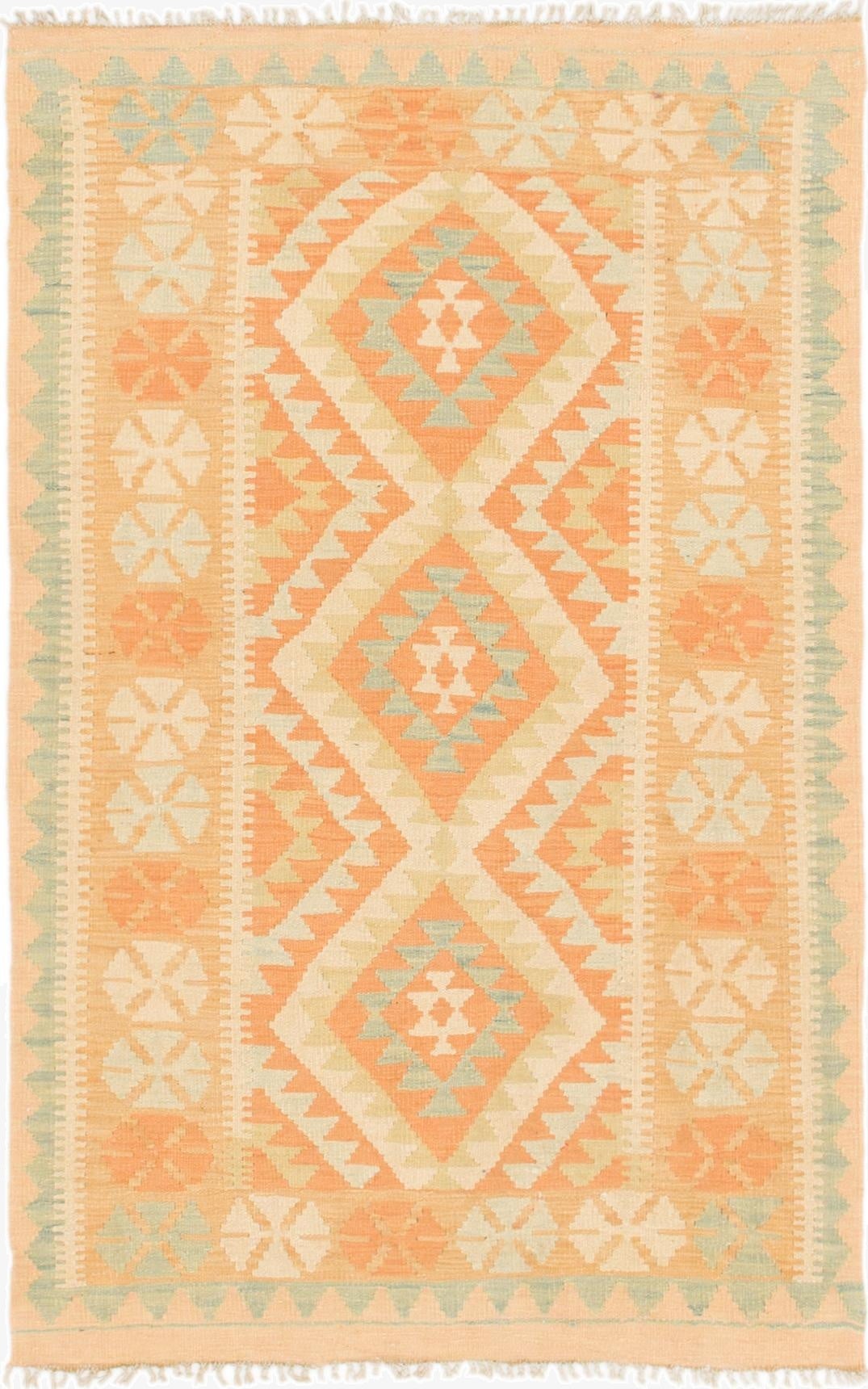  3' 2 x 5'  Hand Woven Kilim Waziri Wool Rug