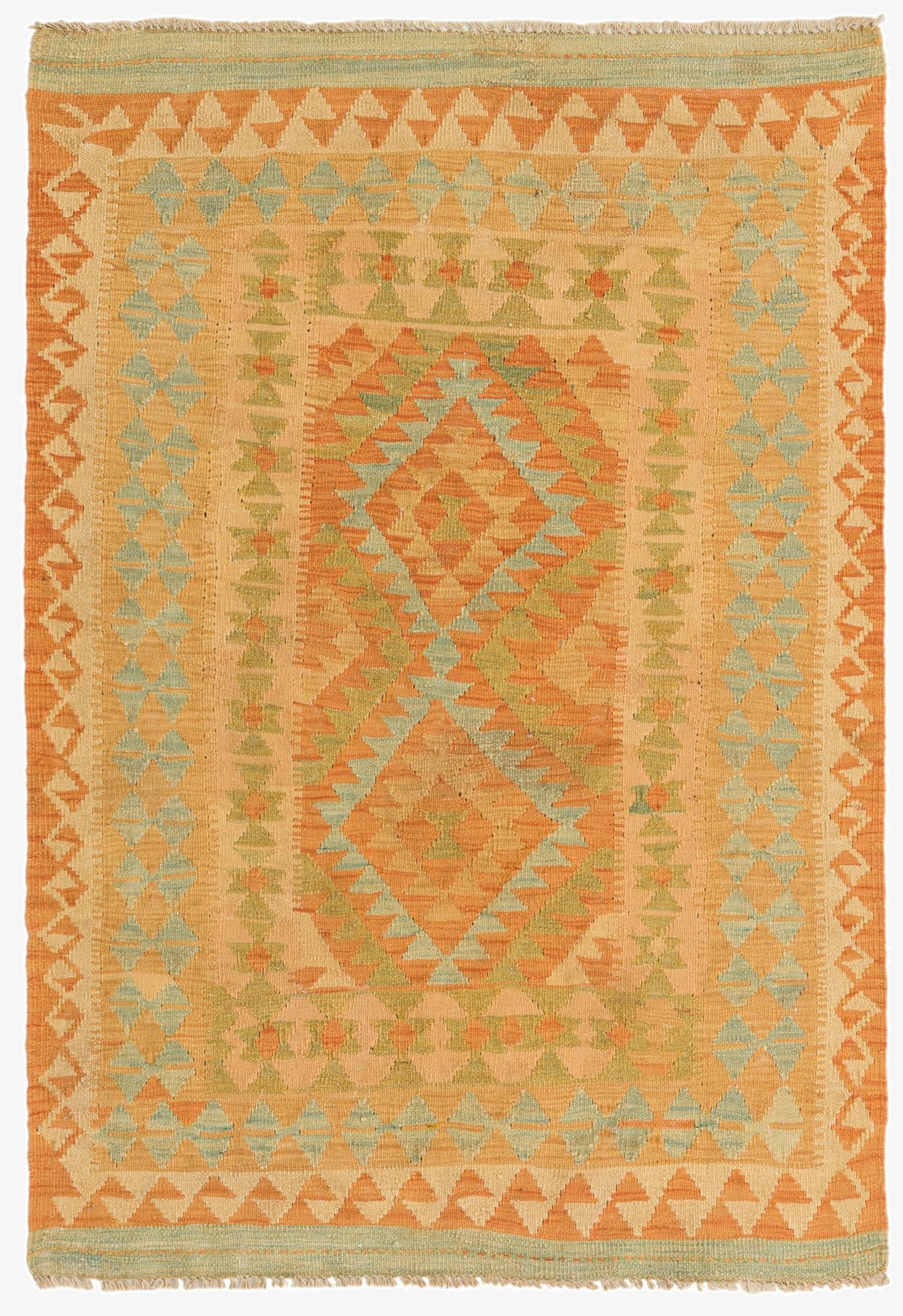  3' 3 x 4' 9  Hand Woven Kilim Waziri Wool Rug