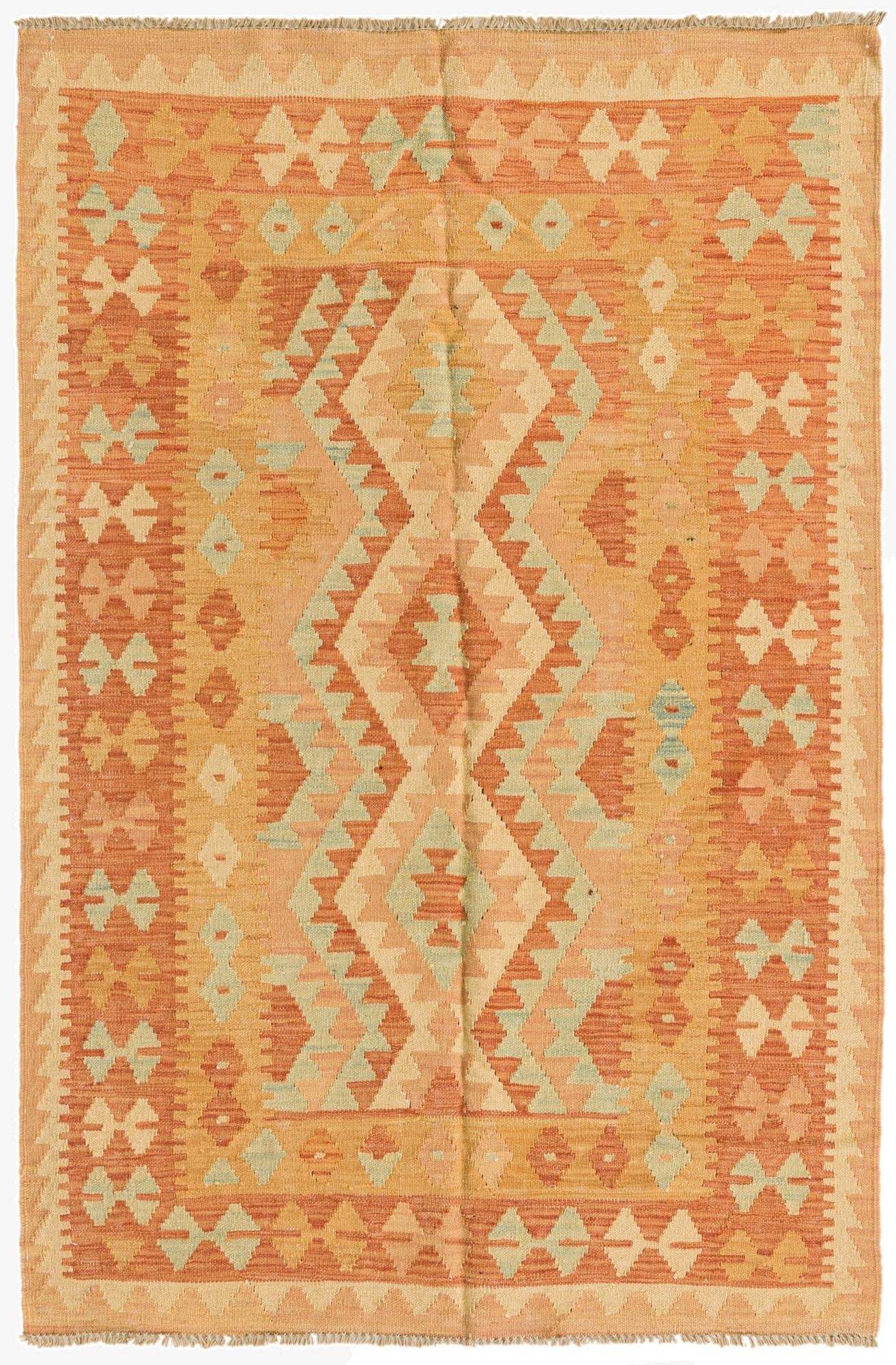  3' 4 x 5'  Hand Woven Kilim Waziri Wool Rug