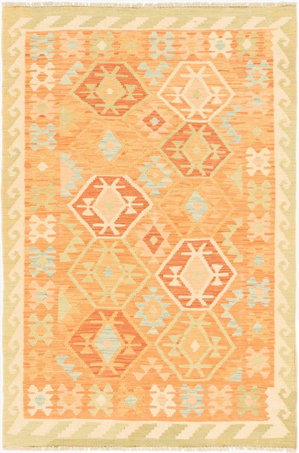  3' 3 x 5'  Hand Woven Kilim Waziri Wool Rug